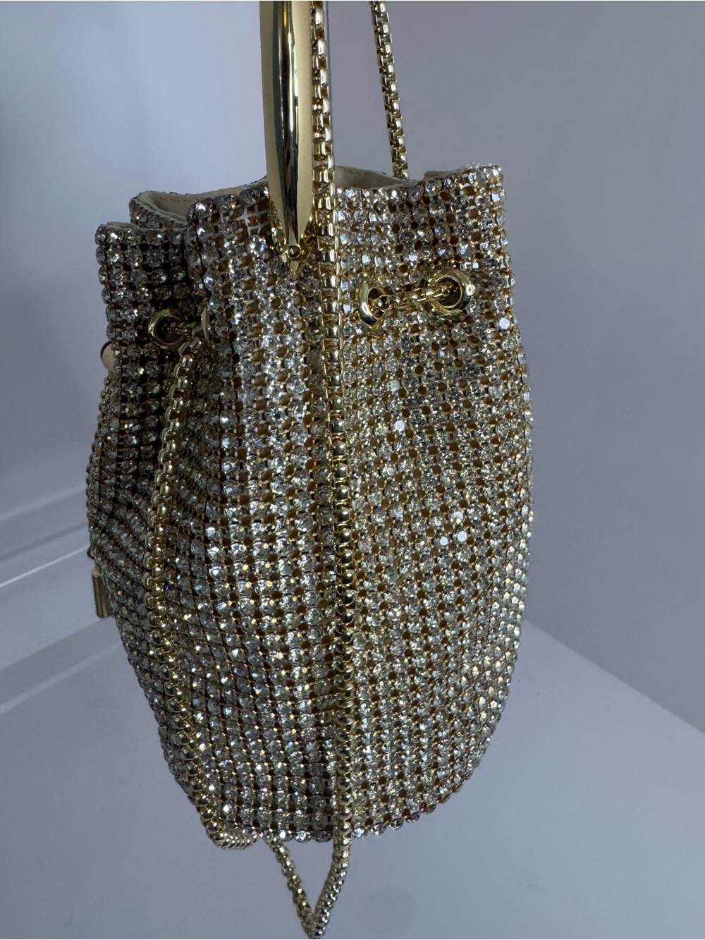 #387 Madison West Zafira Rhinestone Two-Way Bucket Evening Bag - Picture 7 of 15